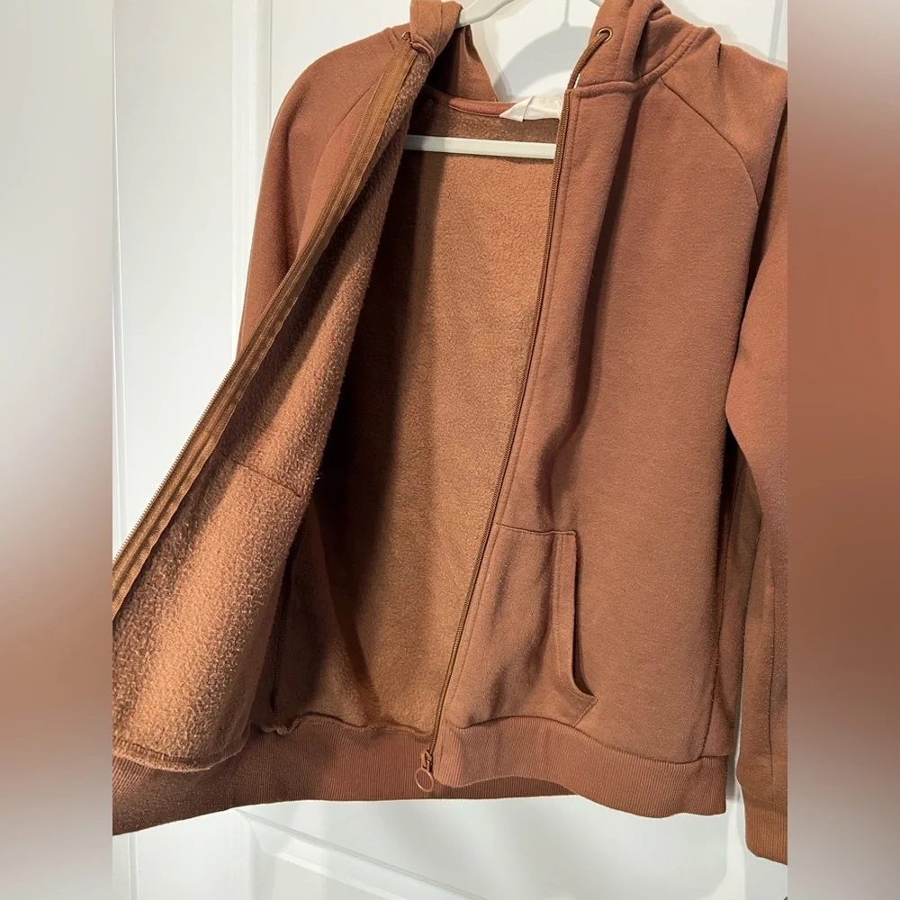 Primark Brown Zip Up Hoodie Size Medium - Picture 3 of 9